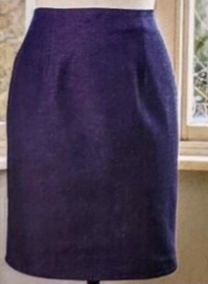 Illustration of a fitted, straight skirt with minimal flare, presented as a sleek option for voting.